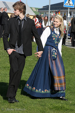 Norwegian Couple in their National Dress on the National Holiday in Leknes, Lofoten Islands, Norway: IMG_0349
