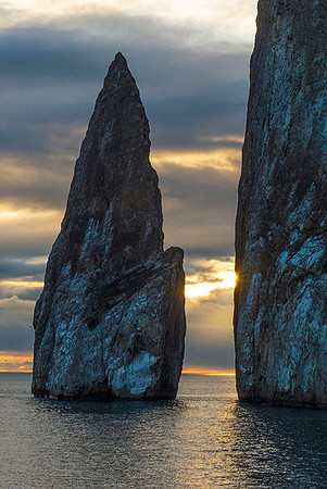 Kicker Rock at sunset on San Christobal Island, Galapagos, Ecuador : P1010228