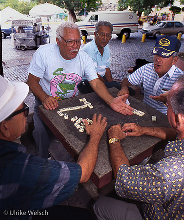Men during game of Domino at the harbor in San Juan, Puerto Rico: PRPo1_16