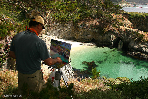 Painter in Point Lobos State Natural Reserve,near Carmel,  California 864_6434