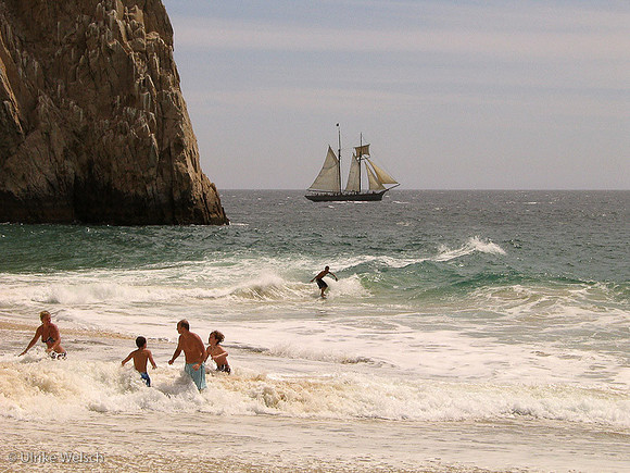 Vacationers enjoying pacific waves near El Arco de Cabo San Lucas, Baja, Mexico: 100_0091