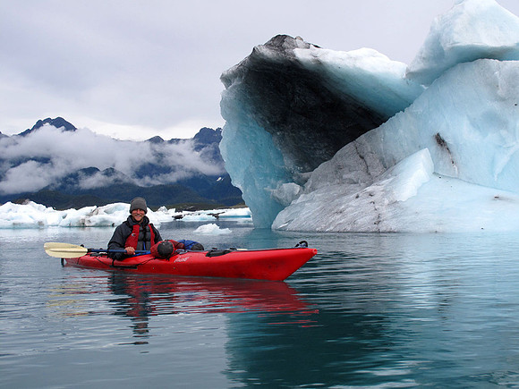 Kayaking near Columbia Glacier and its icebergs, Alaska: IMG_4266