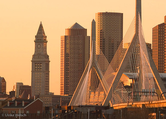 The Zakim Bridge at sunrise, Boston, MA: CLBoSky3_14